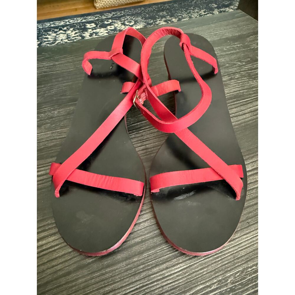 Anine Bing Red Strappy Leather Heeled Kitten Heels Sz. 7.5